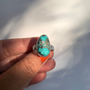 Campitos Turquoise with Pyrite Sterling Silver Ring no. 3, Size 9