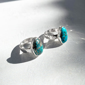 Campitos Turquoise with Pyrite Sterling Silver Ring no. 2, Size 8