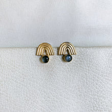 Gray Moonstone Iris Earrings in Gold Vermeil