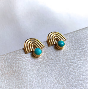 Turquoise Iris Earrings in Gold Vermeil