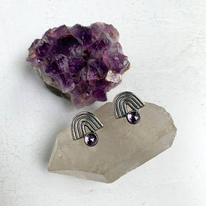 Amethyst Iris Earrings in Sterling Silver