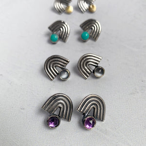 Gray Moonstone Iris Earrings in Sterling Silver