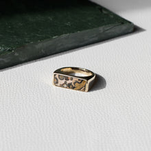 Leopard Skin Jasper Brass Signet Ring, Size 7