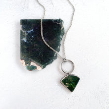 Moss Agate Sterling Silver Wedge Necklace