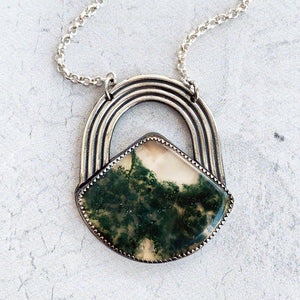 Moss Agate Treasure Necklace in Sterling Silver