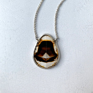 Montana Agate Sterling Silver Ink Blot Necklace