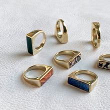 Lapis Brass Signet Ring, Size 7.5