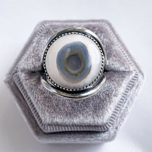 Eye Agate Sterling Silver Rings, Size 7.5 and 8.5