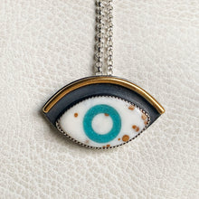Polka-Dot Agate & Turquoise Eye Necklace in Sterling Silver & Brass