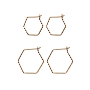 Mini Hex Hoop Earrings - Set of 3 (WHSL)