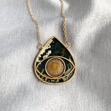 Ocean Jasper Eye Drop Necklace in Brass with 14k Gold-fill Chain
